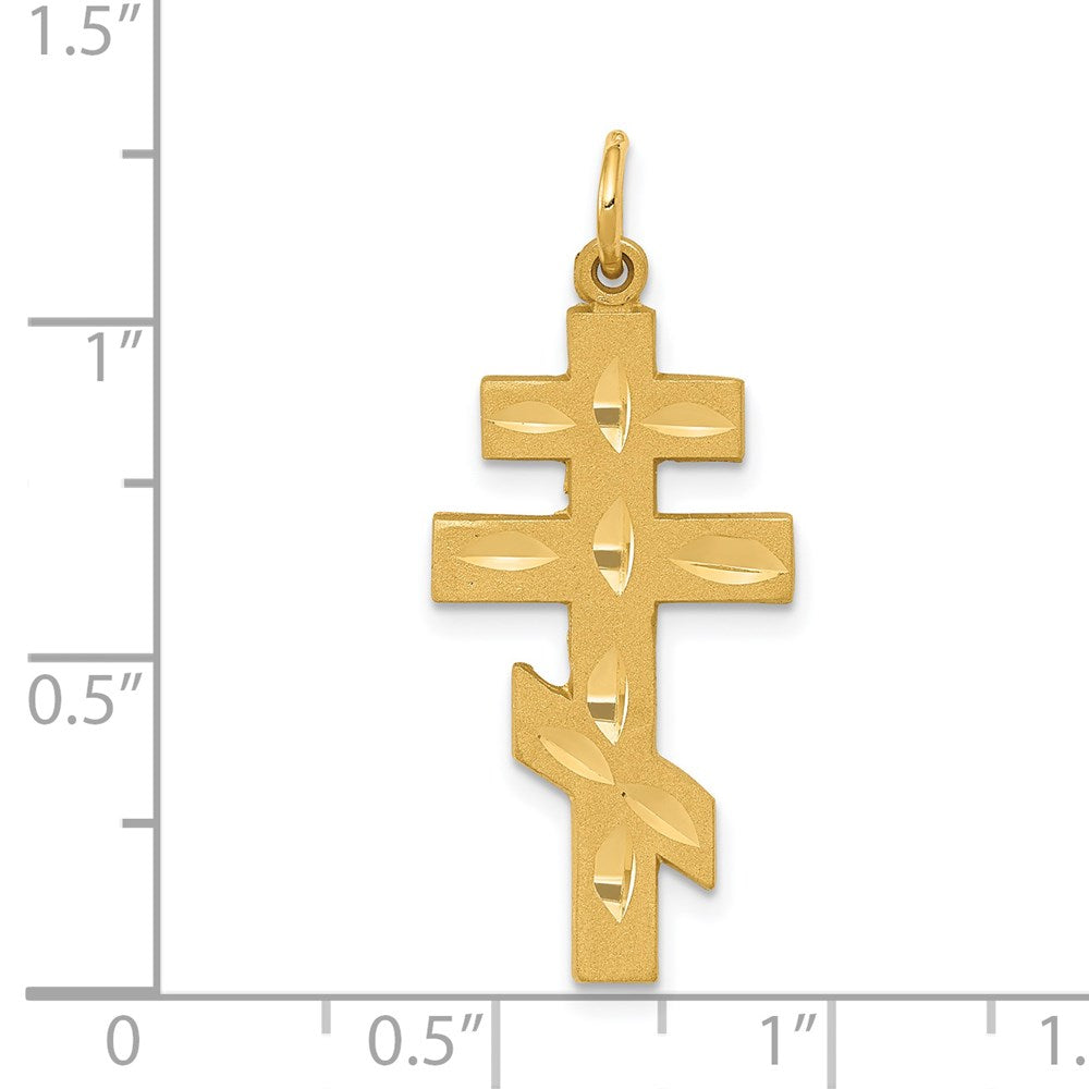 14k Yellow Gold Eastern Orthodox Cross Pendant