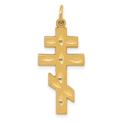 14k Yellow Gold Eastern Orthodox Cross Pendant