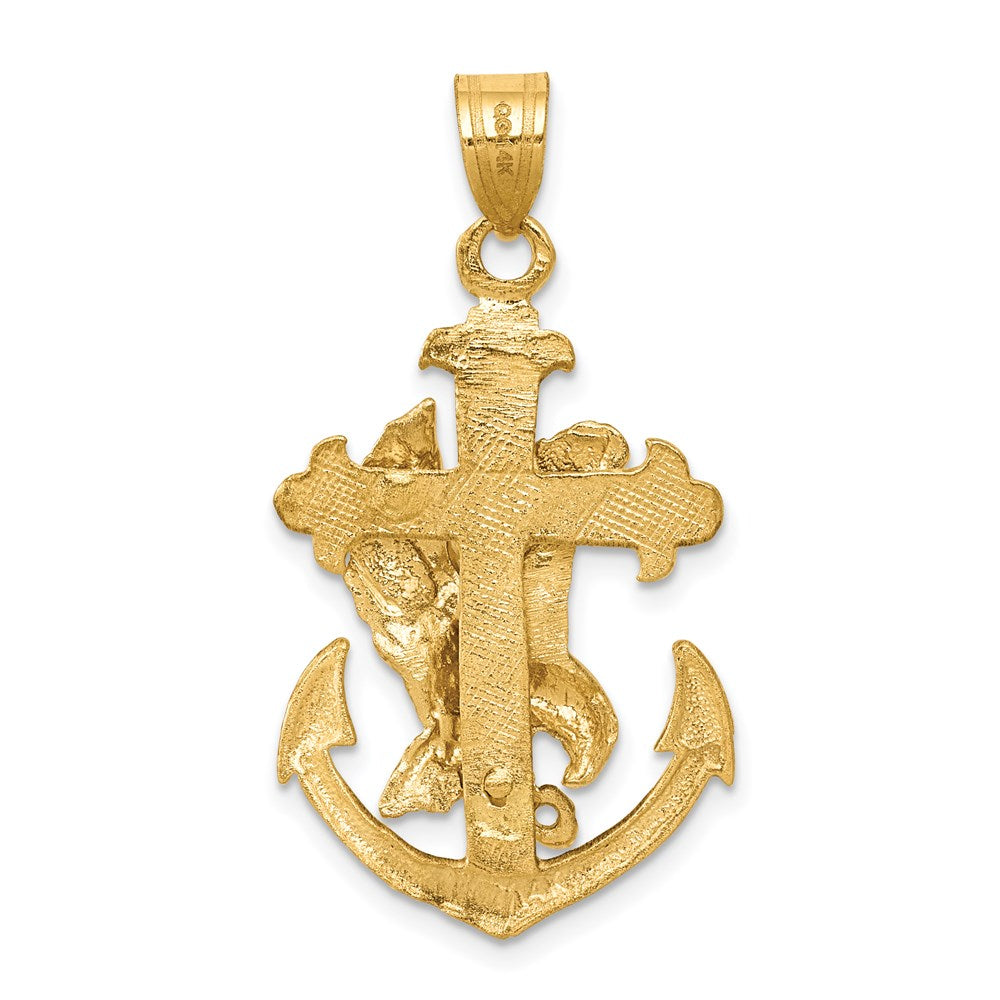 14k Yellow Gold Mariners Cross w/Eagle Pendant