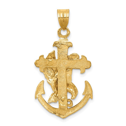 14k Yellow Gold Mariners Cross w/Eagle Pendant