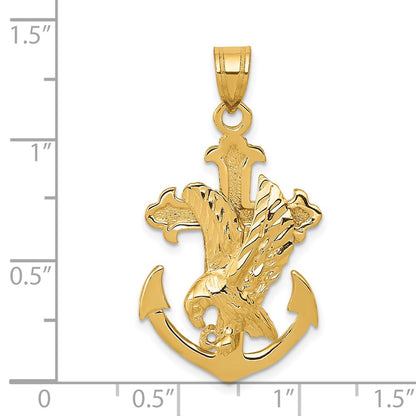 14k Yellow Gold Mariners Cross w/Eagle Pendant
