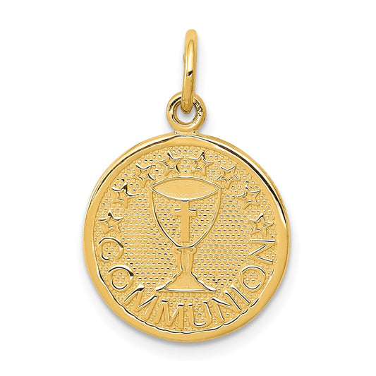 14k Yellow Gold Satin and Polished Communion Charm