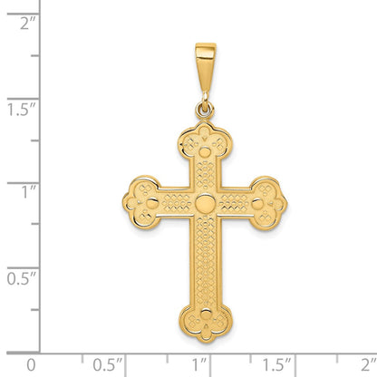 14k Yellow Gold Budded Cross Pendant