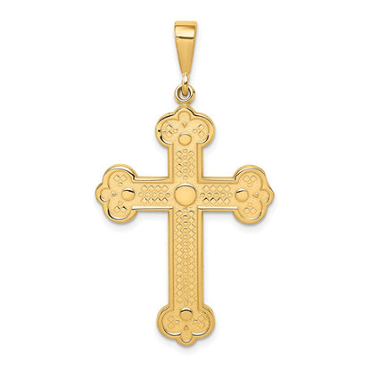 14k Yellow Gold Budded Cross Pendant