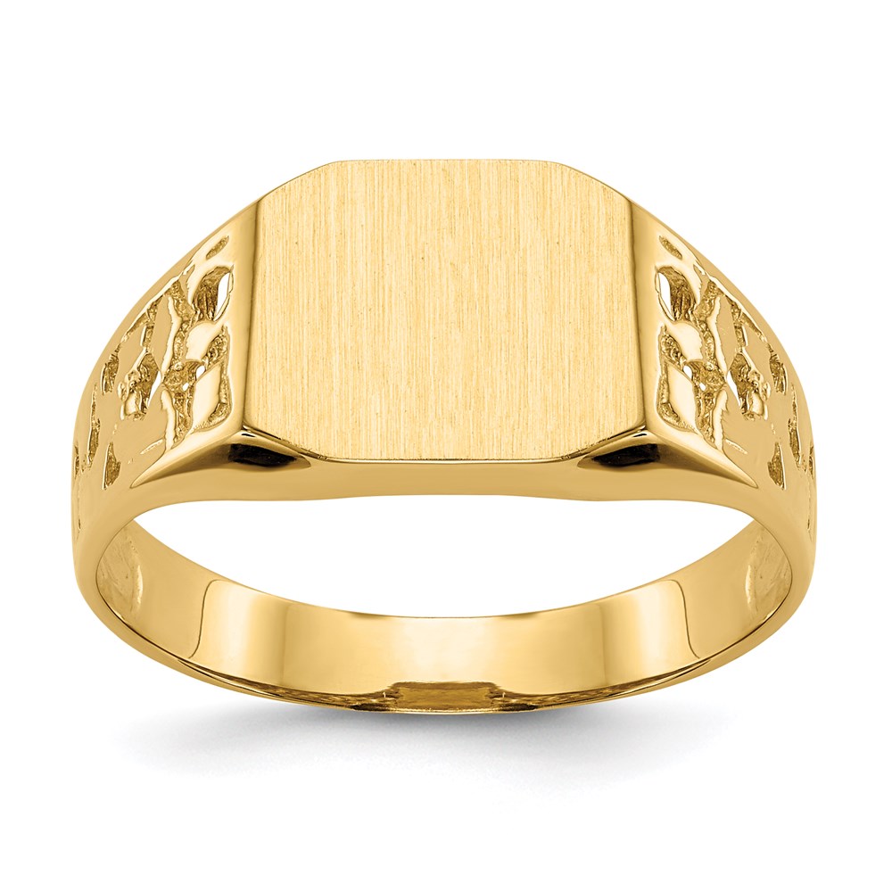 14k yellow gold 9 0x10 5mm open back mens signet ring c1528