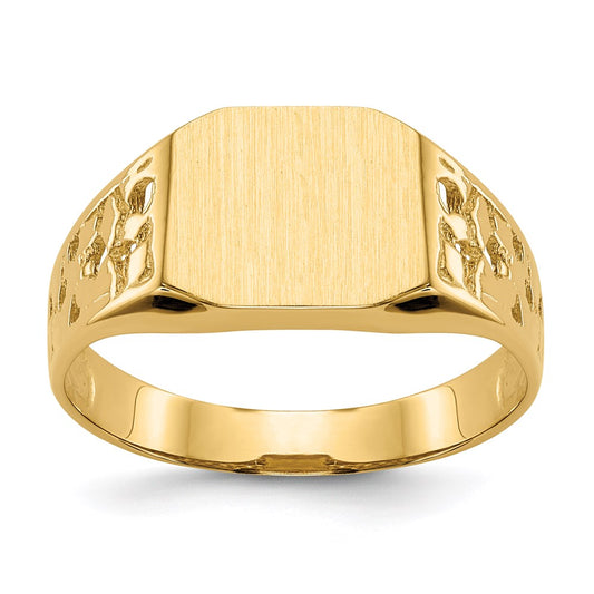 14k yellow gold 9 0x10 5mm open back mens signet ring c1528
