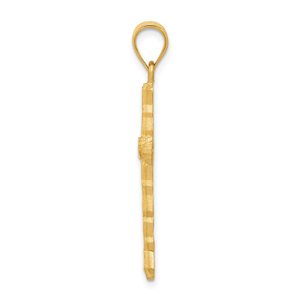 14k Yellow Gold Diamond -Cut Cross Pendant