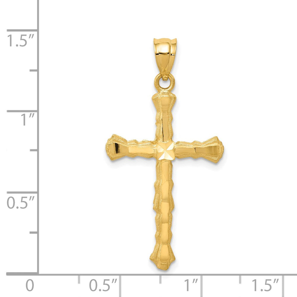 14k Yellow Gold Diamond -Cut Cross Pendant