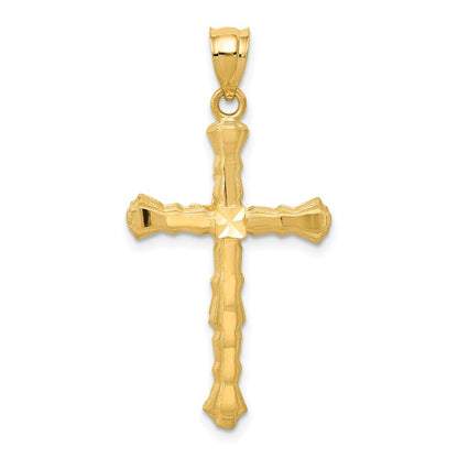 14k Yellow Gold Diamond -Cut Cross Pendant