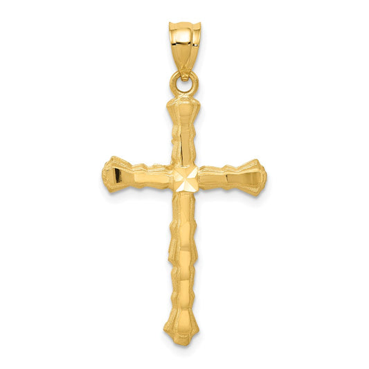 14k Yellow Gold Diamond -Cut Cross Pendant