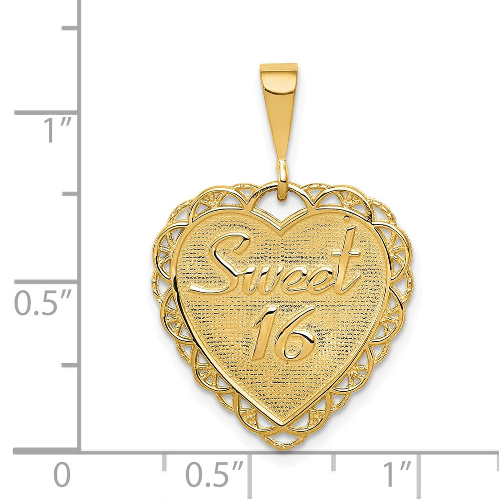 14k Yellow Gold Reversible SWEET 16 Charm