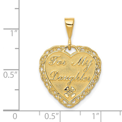 14k Yellow Gold Reversible FOR MY DAUGHTER Heart Charm