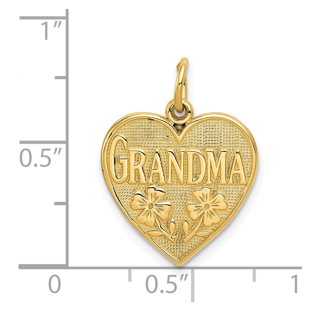 14k Yellow Gold GRANDMA Heart Charm