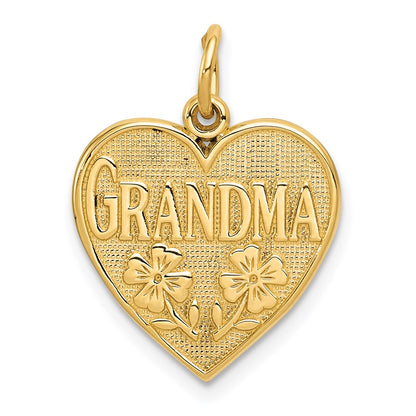 14k Yellow Gold GRANDMA Heart Charm