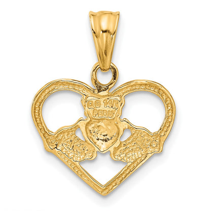 14k Yellow Gold Claddagh Charm