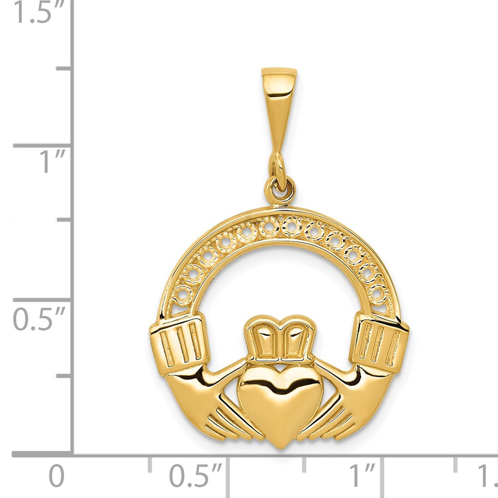14k Yellow Gold Claddagh Pendant