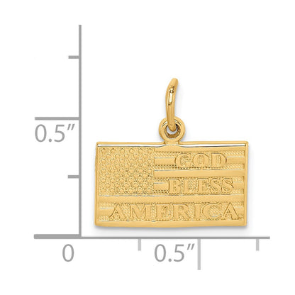 14k Yellow Gold God Bless America Flag Charm
