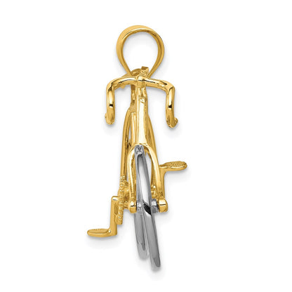 14k Two-tone Gold Large Two-tone Gold 3-D Bicycle Pendant