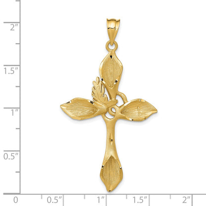 14k Yellow Gold Satin Passion Cross Pendant