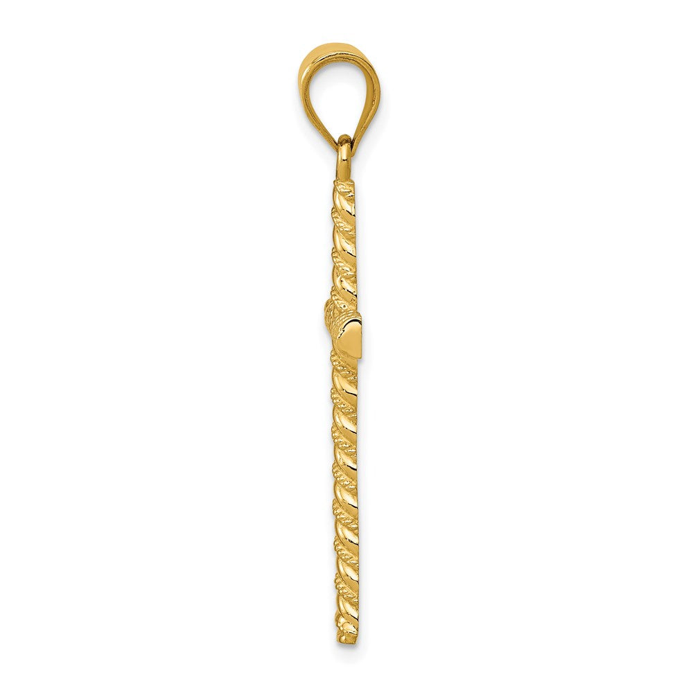 14k Yellow Gold Twisted Cross Pendant