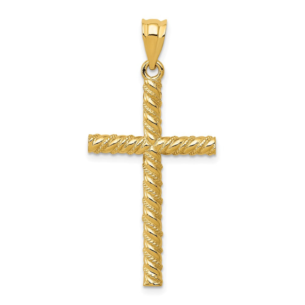 14k Yellow Gold Twisted Cross Pendant