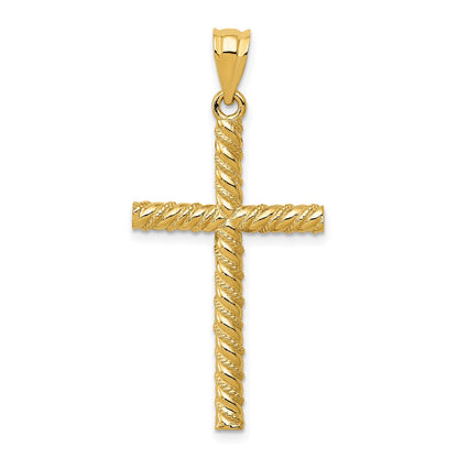 14k Yellow Gold Twisted Cross Pendant