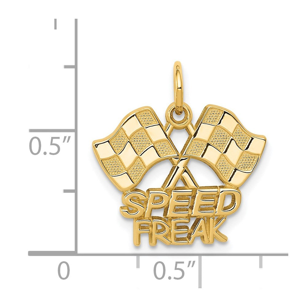 14k Yellow Gold Racing Flags SPEED FREAK Charm