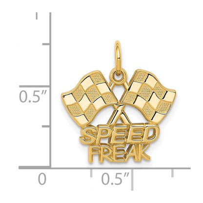 14k Yellow Gold Racing Flags SPEED FREAK Charm