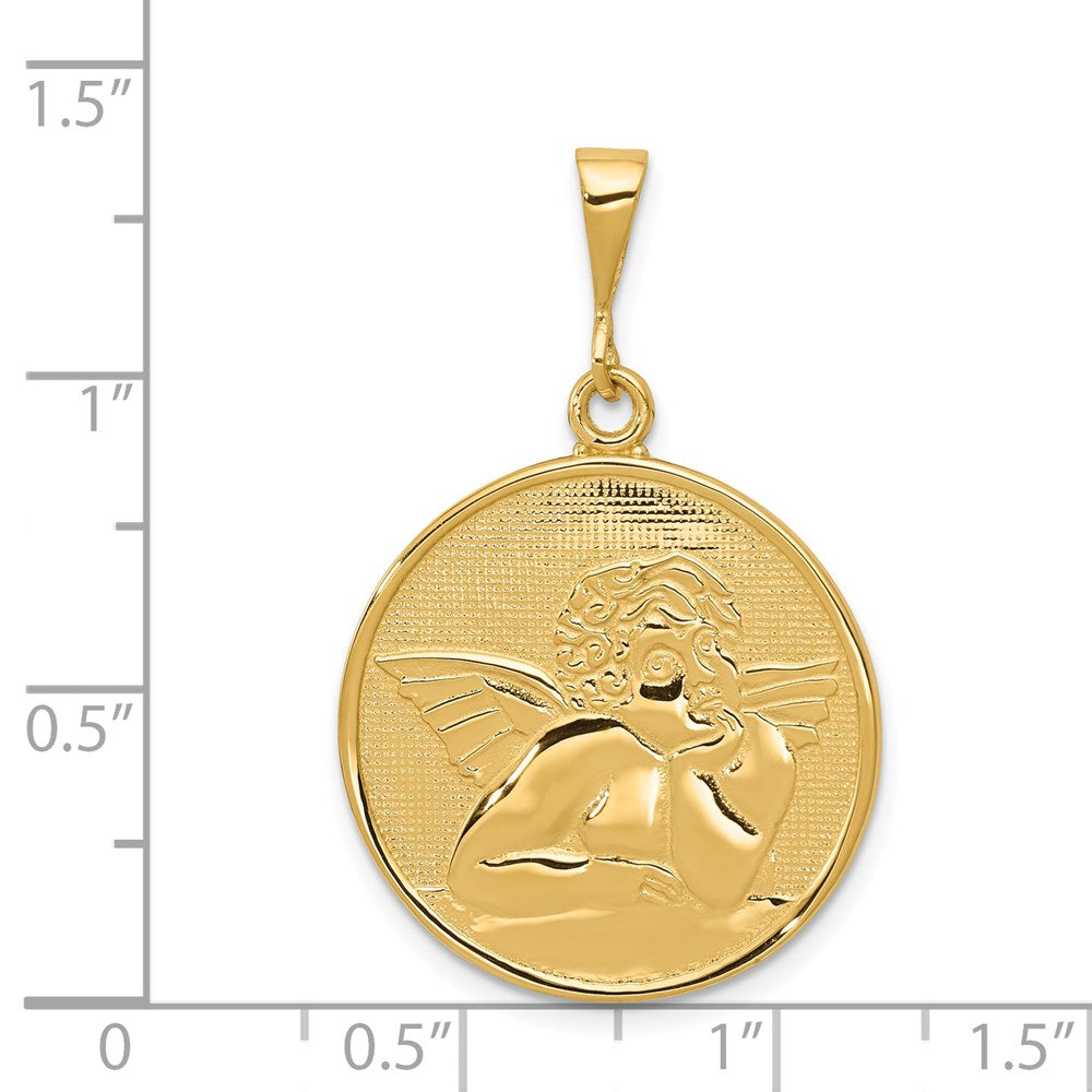 14k Yellow Gold Polished and Satin Angel Pendant