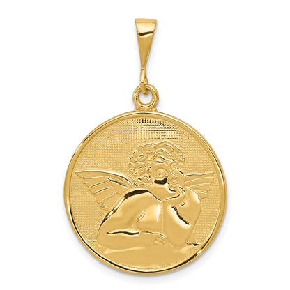 14k Yellow Gold Polished and Satin Angel Pendant