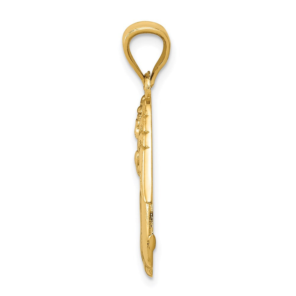 14k Yellow Gold Polished Angel Charm