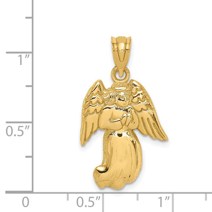 14k Yellow Gold Polished Angel Charm