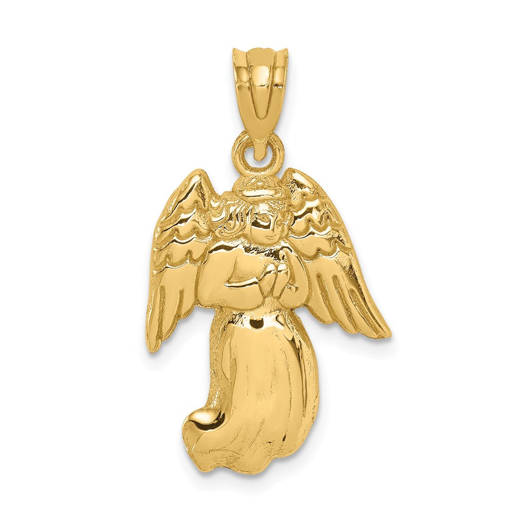 14k Yellow Gold Polished Angel Charm