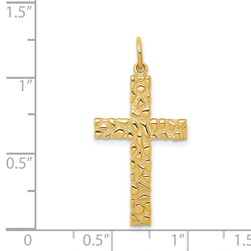 14k Yellow Gold Nugget Style Cross Pendant