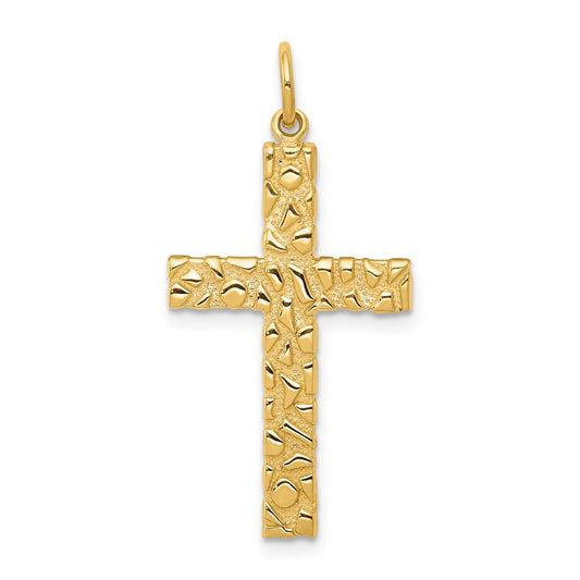 14k Yellow Gold Nugget Style Cross Pendant