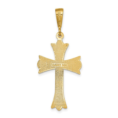 14k Yellow Gold Fleur De Lis Cross Pendant