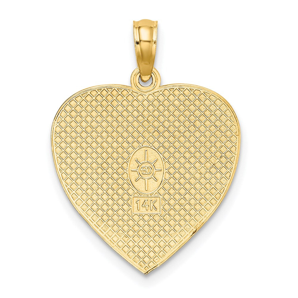 14k Yellow Gold Textured Back HAPPY ANNIVERSARY in Heart Charm