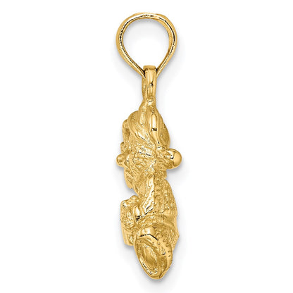 14k Yellow Gold Polished 3-D Teddy Bear Charm