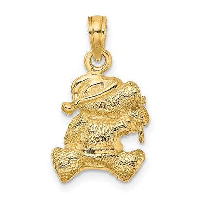 14k Yellow Gold Polished 3-D Teddy Bear Charm