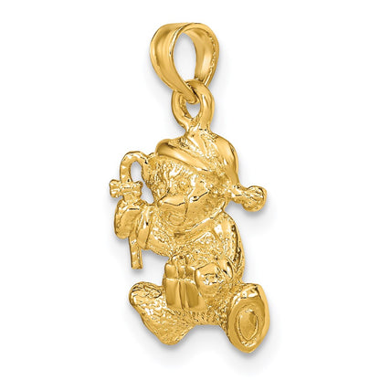 14k Yellow Gold Polished 3-D Teddy Bear Charm