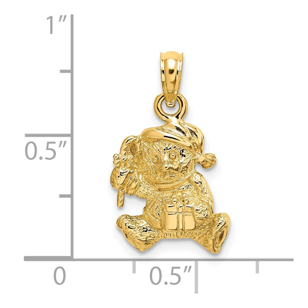 14k Yellow Gold Polished 3-D Teddy Bear Charm