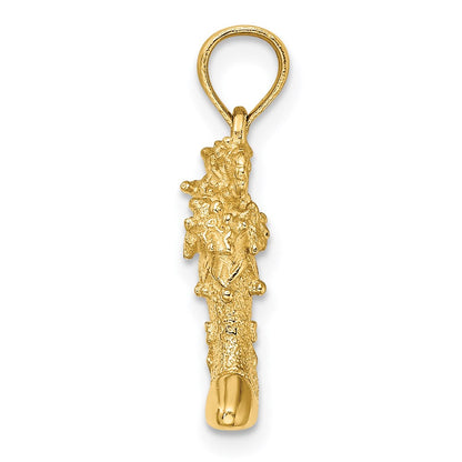 14k Yellow Gold Solid Polished 3D Christmas Stocking Charm