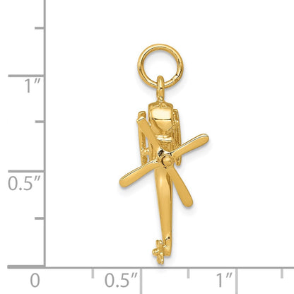 14k Yellow Gold 3-D Helicopter Charm