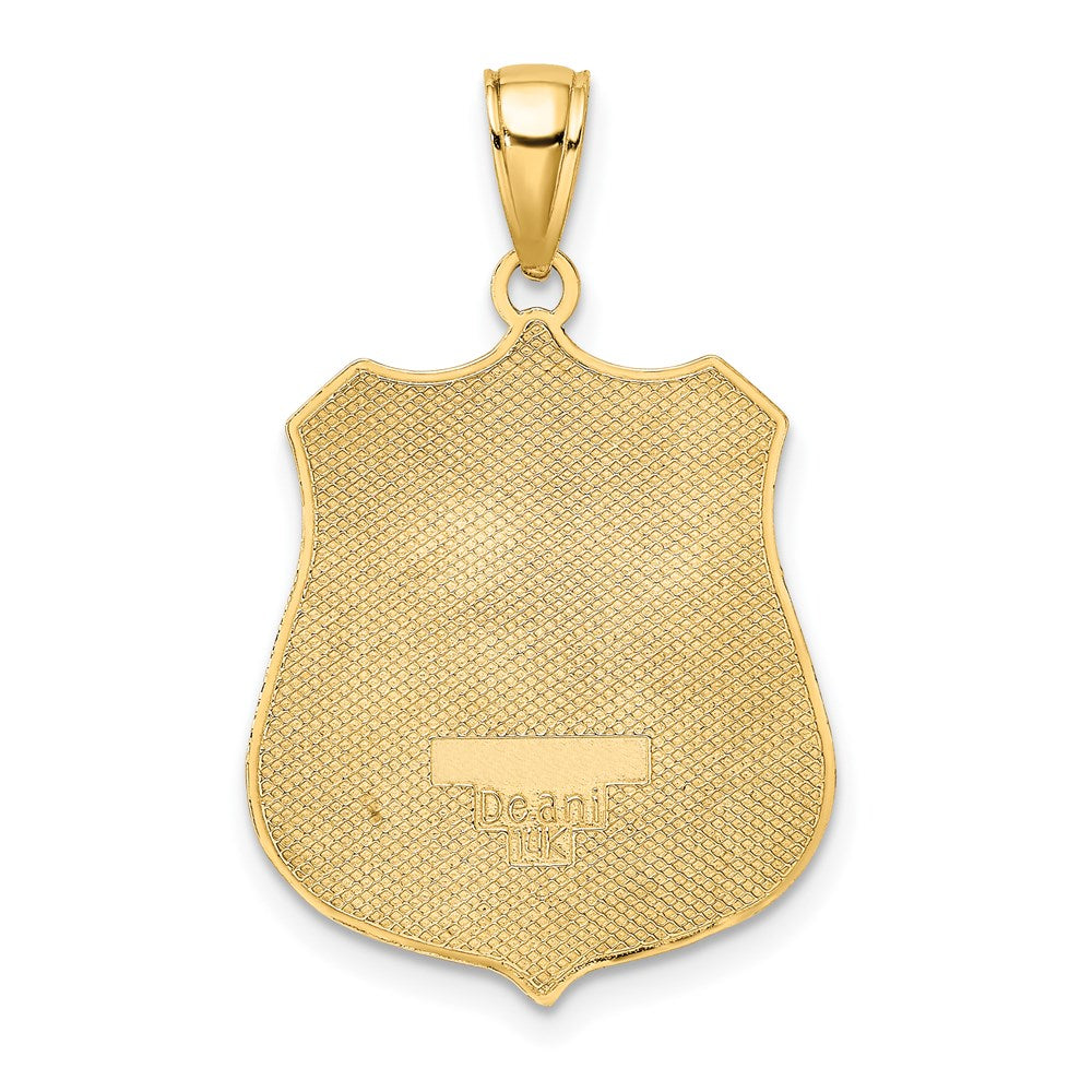 14k Yellow Gold Large Police Badge Pendant