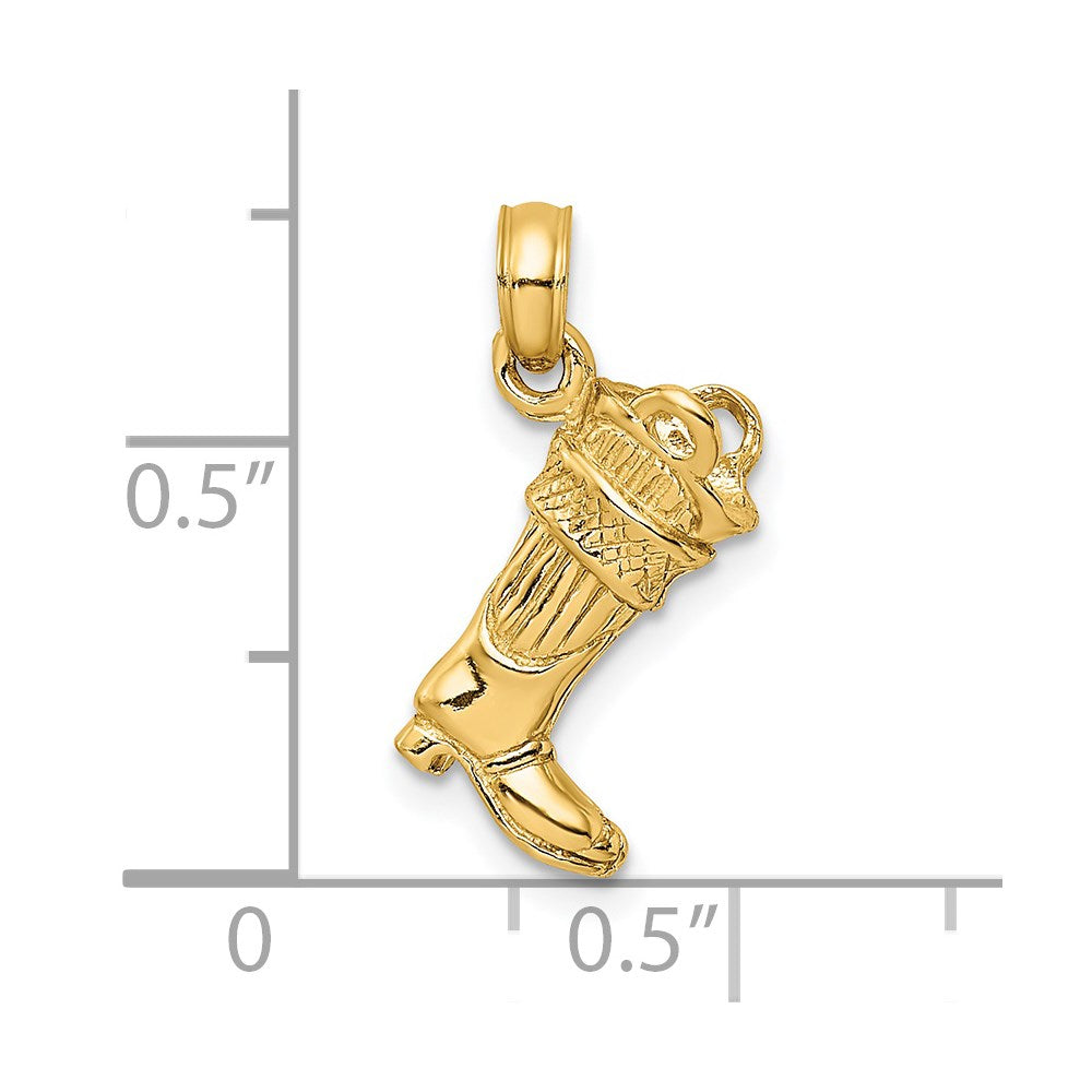 14k Yellow Gold 3-D Firefighter Boot Charm