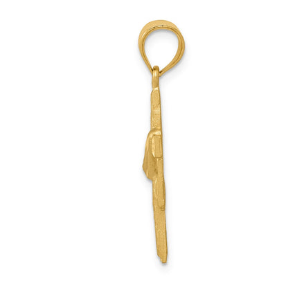 14k Yellow Gold Satin Draped Cross Pendant