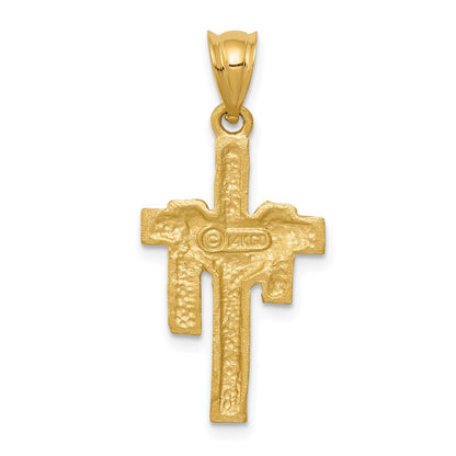 14k Yellow Gold Satin Draped Cross Pendant