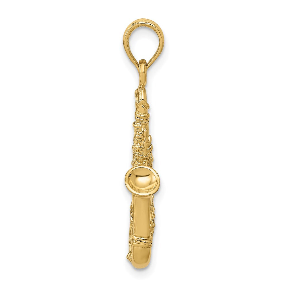 14k Yellow Gold Solid Polished 3-D Saxophone Charm