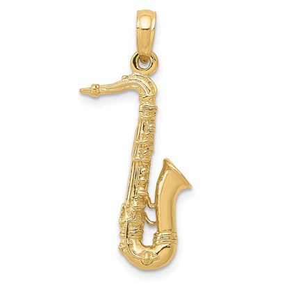 14k Yellow Gold Solid Polished 3-D Saxophone Charm