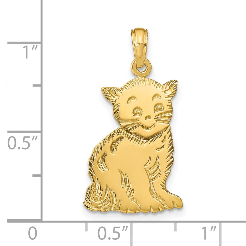 14k Yellow Gold Polished Cat Charm